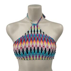 Athleta Halter Bikini Top XS Geometric‎ Print Padded Swimwear